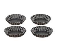 Tefal J1608102, Juego de 4 moldes para tartaletas de aluminio negro, 11 x 9 x 2,5 cm