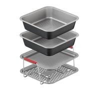 Tefal J701S444 - Juego de accesorios para freidora de aire, 4 piezas, acero al carbono, antiadherente, apto para lavavajillas, diseñado para cajones de 4,6 L, color negro