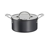 Tefal Jamie Oliver Cook's Classics H9124644 - Olla antiadherente, apta para horno, inducción, tapa de vidrio, mango remachado, aluminio anodizado duro, olla de 24 cm + tapa, color negro