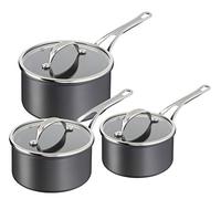 Tefal Jamie Oliver Cook's Classics H912S344 - Juego de cacerolas antiadherentes de 3 piezas, cacerolas de 16 y 18 y 20 cm con tapas, aptas para horno, compatible con inducción, mango remachado,