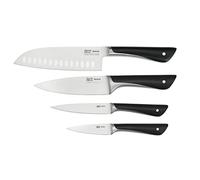 Tefal Jamie Oliver K267S4 - Juego de 4 cuchillos de cocina, cuchillo Santoku, cuchillo universal, cuchillo para pelar, diseño inconfundible, cuchillas resistentes, acero inoxidable/negro (K267S455)