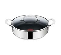Tefal Jamie Oliver - Sartén con tapa (25 cm, inducción, acero inoxidable, revestimiento antiadherente, borde alto, apta para horno, mango remachado, E30)