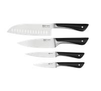 Tefal Jamie Oliver K267S4 - Juego de 4 cuchillos de cocina, cuchillo Santoku, cuchillo universal, cuchillo para pelar, diseño inconfundible, cuchillas resistentes, acero inoxidable/negro (K267S455)
