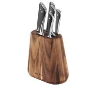 Tefal Jamie Oliver, Set 6 cuchillos + Soporte de madera, Acero Inoxidable 18/10, Peso equilibrado