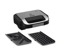 Tefal Jamie Oliver SW70J810 2 en 1 sandwich waffles combinado antiadherente, apto para lavavajillas, luz de control de temperatura y funcionamiento, acero inoxidable/negro