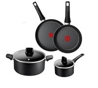 Tefal Juego de 4 piezas antiadherentes de inducción de piedra de titanio: sartén de 20/26 cm, cacerola de 16 cm y olla de 24 cm + tapa, revestimiento antiadherente de alto rendimiento, seguro para