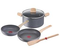Tefal - Juego de 5 piezas, olla de 24 cm + sartenes de 20/24 cm + espátula, inducción, revestimiento antiadherente, termo-Signal, cocción sana, fabricada en Francia, Natural Force G2669282