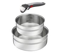 Tefal L977S3 Jamie Oliver Ingenio G6 - Juego de cacerolas de 3 piezas | Apto para horno hasta 250 °C sin mango | Señal térmica | Sin PFOA | Apto para todas las cocinas incluyendo inducción | Acero