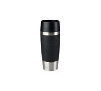 Tefal Leakproof Travel Mug Taza de Viaje, Botella Reutilizable para Llevar, Cierre de presión rápido, Funda de Silicona, Negro, 1 Unidad (Paquete de 1)