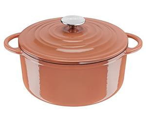Tefal LOV E2600404 - Cacerola de hierro fundido esmaltado con tapa, 25 cm, 5 L, horno holandés, todo tipo de fuegos, olla de hierro fundido, ollas de cocina, apta para lavavajillas, terracota,