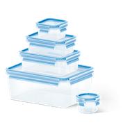 Tefal Masterseal, Set de 5 herméticos de plástico, 0,15/0,25/0,55/1/3,70 L, Envase para alimentos, Rectangular, Azul