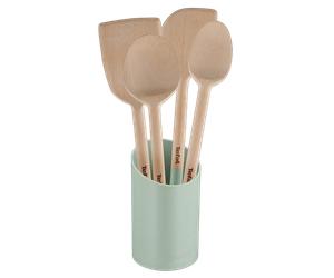 Tefal Natura Set de Utensilios de cocina de madera Mango pintado Soporte Sostenible Resistente a arañazos