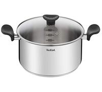 Tefal Olla de 24 cm (5.3 L) + tapa de cristal, todos los fuegos incluyendo inducción, acero inoxidable de primera calidad, 10 años de garantía, hervir, Primary E3084604