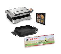 Tefal OptiGrill GC774D.TK 4 en 1 Tipp-Kick Edition - Parrilla de contacto, barbacoa/horno/horno/comida completa, 9 programas automáticos, incluye bandeja para hornear y juego de tic-kick, color
