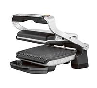 Tefal Optigrill,Parrilla de contacto inteligente, 6 programas automáticos, ajusta la temperatura y el ciclo de la parrilla, placas antiadherentes, 30 cm x 20 cm, acero inoxidable/negro GC705D