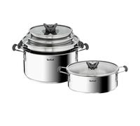 TEFAL Optispace - Batería de cocina de acero inoxidable (8 piezas, 24 cm), color gris