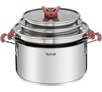 Tefal Optispace - Juego de 3 Ollas + 3 Accesorios, Acero inoxidable
