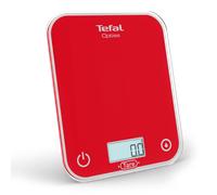 Tefal Optiss, Báscula Electrónica de Cocina, Pantalla Retroiluminada de Fácil Lectura, Antirrayaduras, 5 kg de Capacidad, Pilas Incluidas, Rojo