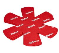 Tefal Protector de Ollas y Sartenes K22030 - Pack de 4 Unidades, previene de arañazos, Golpes y Marcas, apilables, Tela, Rojo, 38 x 36 x 0.15 cm (K2203004)