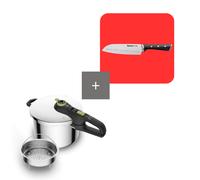 Tefal Pack olla a presión 6 L Secure Trendy y cuchilllo santoku 18 cm Ice Force