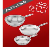Tefal Pack set de 2 sartenes 24 cm/28 cm y wok 28 cm acero inoxidable Virtuoso