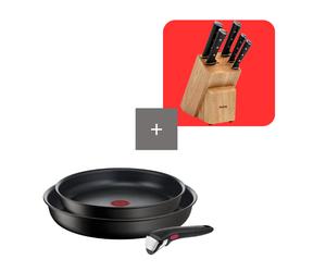 Tefal Pack set Ingenio Eco Resist 3 piezas con set de 5 cuchillos y soporte Ice Force