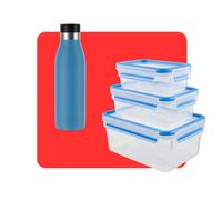 Tefal Pack snack to go con botella de hidratación Bludrop y set de 3 herméticos Masterseal