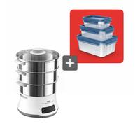 Tefal Pack vaporera eléctrica grande Conveniente Series Deluxe con set de 3 herméticos Masterseal Eco