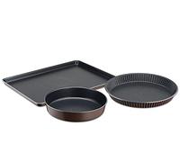 Tefal Perfectbake - Juego de 3 moldes para tarta de 30 cm, mango de 24 cm, placa de repostería 38 x 28 cm, molde antiadherente de aluminio 100% reciclado, fácil desmoldar YY4485FA