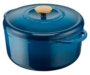 Tefal Pierre Gagnaire - Cacerola de hierro fundido de acero de 29 cm, 7,4 L, inducción, tapa especial condensación, retención de calor, cocción lenta, caramelización, herencia azul Alpes E2610504