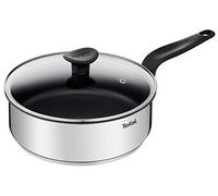 Tefal Primary - Sartén de 24 cm con tapa de cristal, acero inoxidable de primera calidad, revestimiento antiadherente sano, inducción E3093204