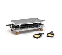 Tefal Raclette Pierrade Gourmet, Raclette Pirade 2 en 1, Uso en Interior, 1350 W, Piedra natural, 8 tazas Maxi profundas, fácil de limpiar, Gris, Pies efecto madera PR620D12