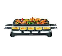 Tefal RE4588 - Raclette, color negro y gris | incl. 10 sartenes antiadherentes - Negro, Acero inoxidable, 1350 W para una parrilla rápida y divertida
