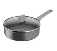 Tefal Renew On, Sartén Guisera 24 cm, Tapa de Cristal, Revestimiento de cermámica antiadherente, Diseño ecológico, Inducción