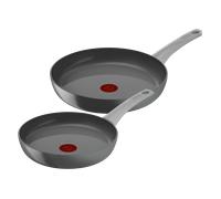 Tefal Renew On - Juego 2 Sartenes 24/28 cm de aluminio 100% reciclado, revestimiento antiadherente cerámico, Thermo-Signal, embalaje 90% reciclado, todo tipo de cocinas, cocina saludable