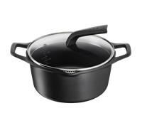 Tefal Robusto, Cacerola 24 cm + tapa de cristal, Aluminio fundido, Retención de calor, Revestimiento antiadherente, Negro