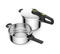 Tefal Secure Trendy, Set de ollas a presión, 6 L y 4 L, Cocción rápida, Diseño atractivo, 2 programas, Inducción