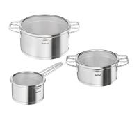 Tefal Set Nordica de 6 piezas: Cacerola de 16 cm, Ollas de 20/24 cm con tapas, Sartenes de Acero Inoxidable de Primera Calidad