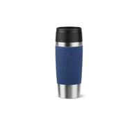 Tefal Taza de viaje azul clásico, tapa de rosca cómoda, prensa rápida, funda suave al tacto, lista para viajar, reutilizable, 100% a prueba de fugas, mantiene las bebidas frías (8 horas) y calientes