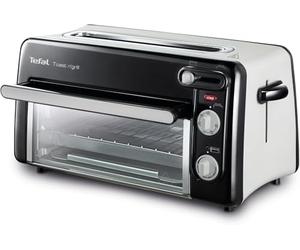 Tefal Toast'n Grill, Tostador y mini horno, Ranura larga, Inox | 6 Niveles de tostado, Botón de parada, Potencia 1300W, Control de temperatura, Bandeja recogemigas extraíble, TT4308