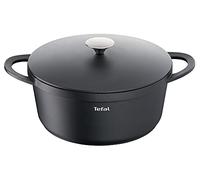 TEFAL TRATTORIA E21853 - Cacerola (aluminio fundido, tapa de fundición, revestimiento antiadherente, buena retención del calor, para guisar, protección de agarre de silicona, incluye cacerola, apta