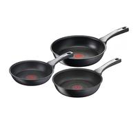 Tefal Unlimited On - 20/24/28 cm con revestimiento muy resistente, Thermo-Signal, Thermo-Fusion, forma profunda, todo tipo de cocinas, apto para horno, sin PFOA, Color Negro, Juego 3 sartenes