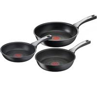 Tefal Unlimited On - 20/24/28 cm con revestimiento muy resistente, Thermo-Signal, Thermo-Fusion, forma profunda, todo tipo de cocinas, apto para horno, sin PFOA, Color Negro, Juego 3 sartenes
