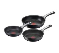Tefal Unlimited On - Juego de 3 Sartenes 20/24/28 cm, Apto inducción, Antiadherente, Revestimiento titanio, Thermo-signal, Apto lavavajillas y horno, Acero inoxidable