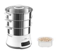 Tefal Vaporera eléctrica Convenient Series Deluxe VC502D - Vaporera cocina vapor de 900 W, 8 programa de cocción, bol acero inoxidable, hasta 3 platos a la vez, panel de control táctil, fácil limpieza