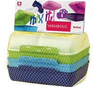 Tefal Variabolo - Fiambreras (3 unidades, tapas intercambiables y bases), color azul