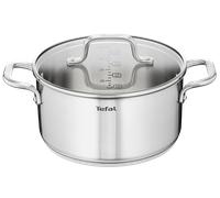 Tefal Virtuoso, Olla 24 cm, Acero Inoxidable Premium, Inducción, Tapa de Cristal