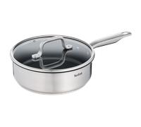 Tefal Virtuoso, Sartén Guisera 24 cm, Tapa de Cristal, Acero Inoxidable Premium, Revestimiento antiadherente, Inducción