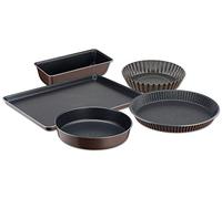 Tefal YY4220FA Perfectbake - Juego de 5 moldes para tartas (30 cm, 24 cm, 28 cm, cuatro cuartos de 26 cm, placa de pastelería, 38 x 28 cm, molde para tartas antiadherente, aluminio