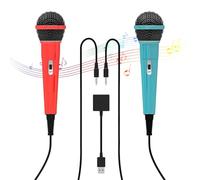 TEFELE Micrófono USB con cable de 2 piezas de 10 pies para Switch Gaming/PS5/PS4/XBOXONE/PC, 2 personas pueden cantar al mismo tiempo, captura de alta calidad de sonido, cable de audio antitensión